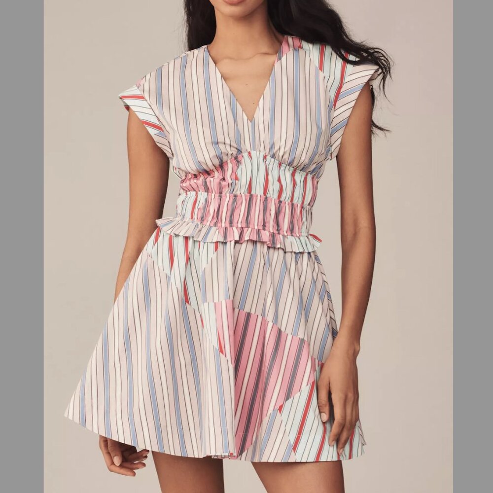 Anthropologie NWT Cap-Sleeve V-Neck A-Line Mini Dress size XL